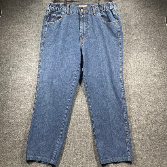 VTG Duke Jeans Men's 34X28 Blue Denim Stretch Waistband Straight Leg - Picture 1 of 10